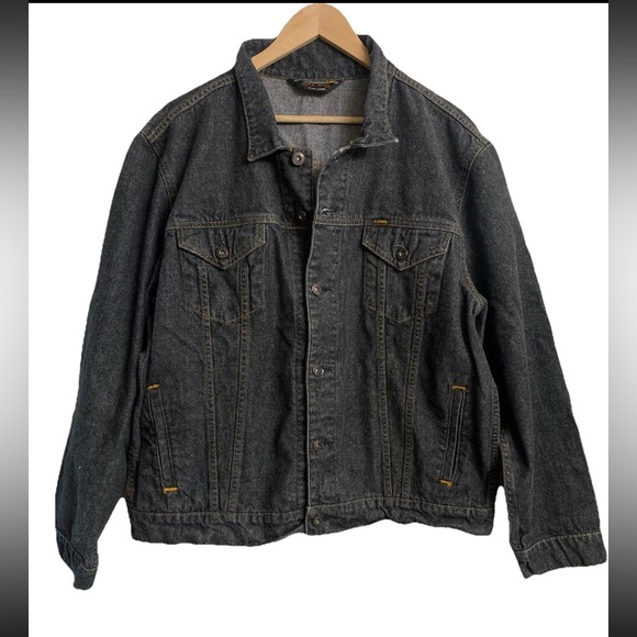 Vintage Polo Jeans Company Ralph Lauren Black Denim Jacket Trucker Mens L